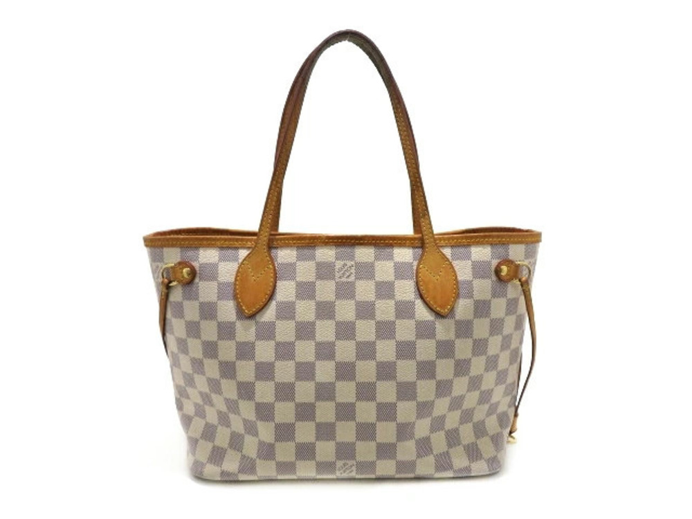 LOUIS VUITTON Bag Tote Neverfull Damier Azur White